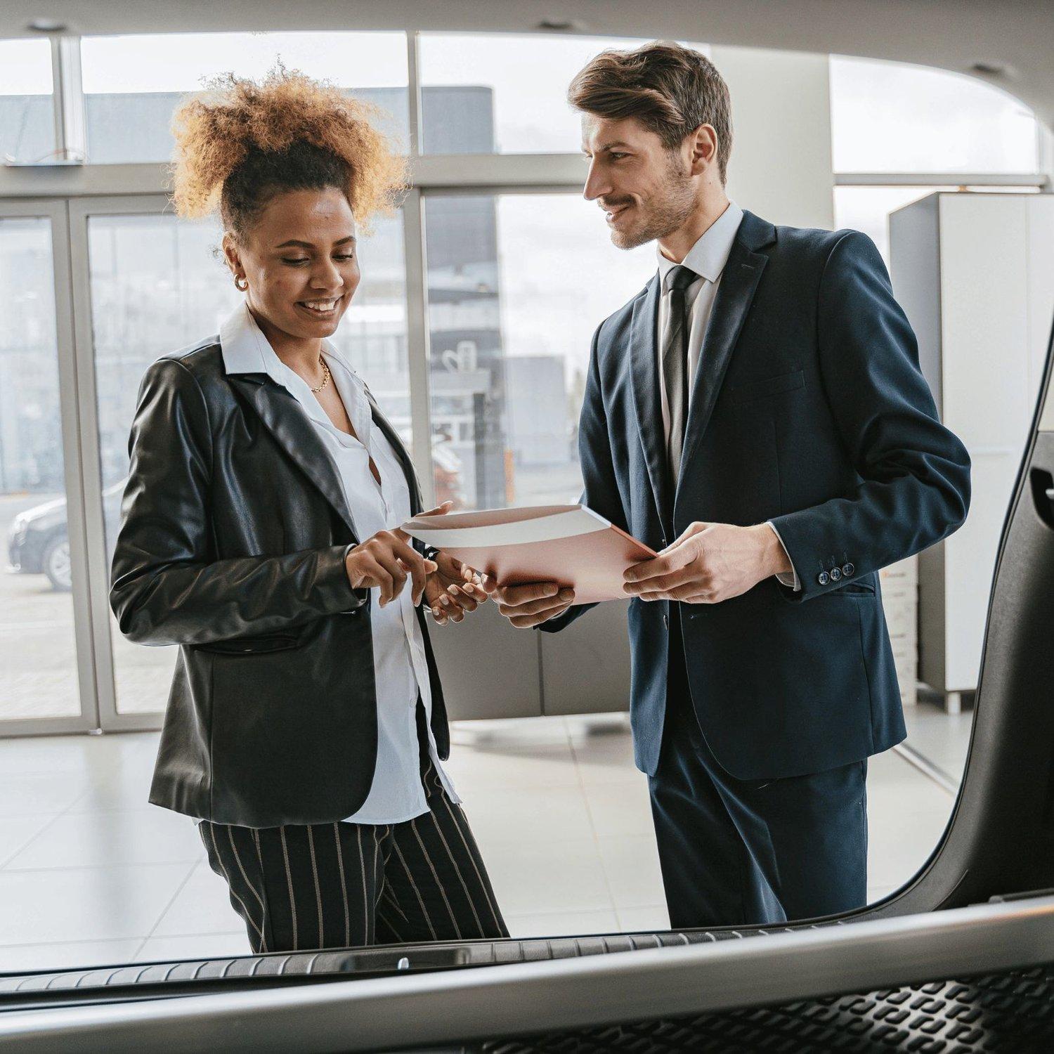 Woman buying a car